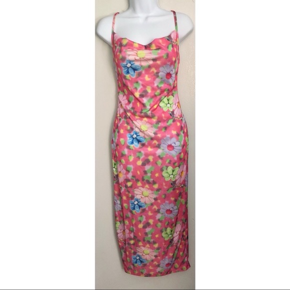 Multi Floral Print Midi Slip Dress - Picture 1 of 3